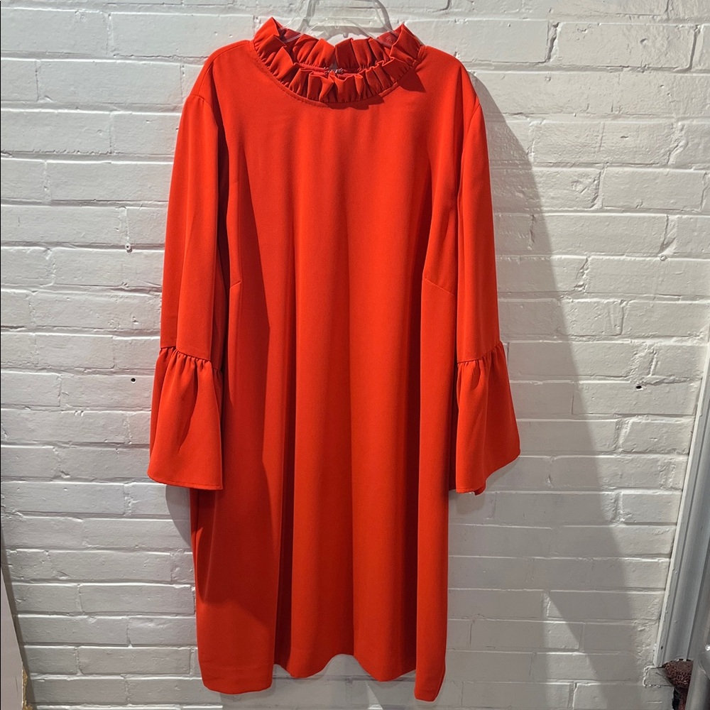 J. Crew Vibrant Red/Orange Long Sleeve Dress